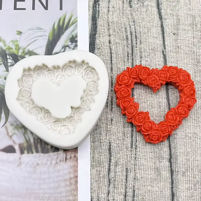 Moule en silicone en forme de cœur de rose pour la pâtisserie, outils pour la résine, moule à cupcak
