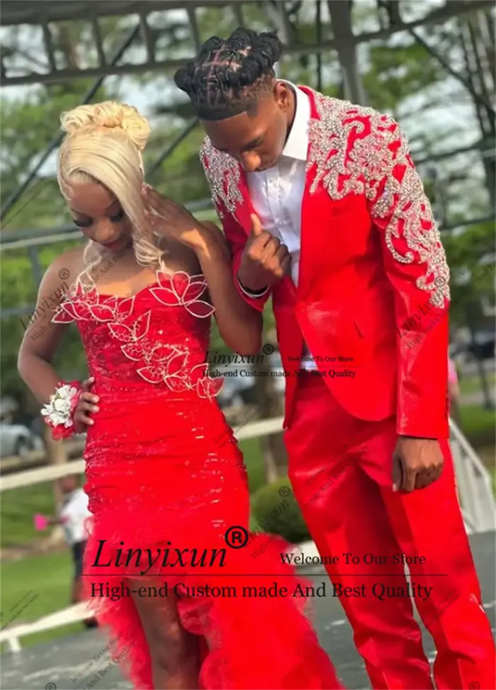 Costumes de luxe pour hommes, Design diamant, coupe cintrée, smoking de mariage, ensemble 2 pièces b