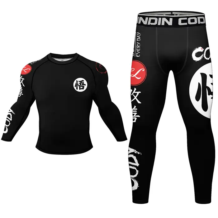 MMA Rash Guard Set pour hommes, caoutchouc antidérapant, sublimation en gros, manches courtes, garde