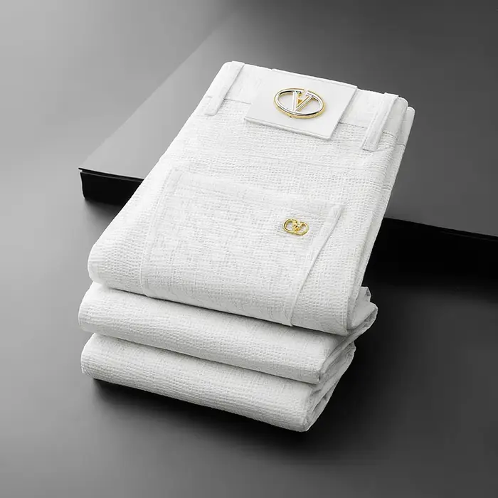 Pantalon d'été léger et respirant en soie glacée pour homme, taille haute, décontracté et habillé, e