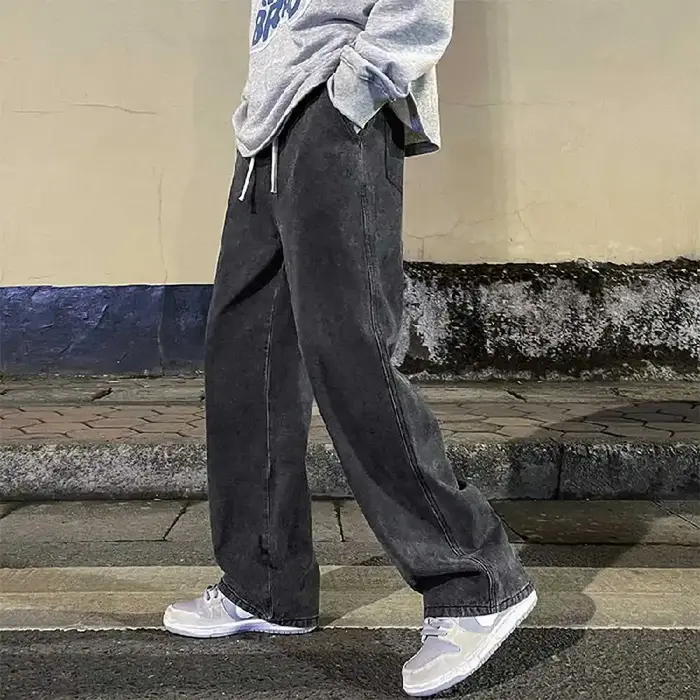 Jean drapé de couleur unie pour hommes, ample, droit, coréen, Vintage, Hip-hop, Y2K, décontracté, qu
