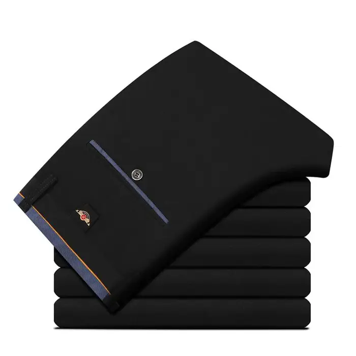 Pantalon d'Affaires pour Homme, Long, Fin, Formel, Couleur Unie, Droit, Baggy, Bureau, Été, FJDstres