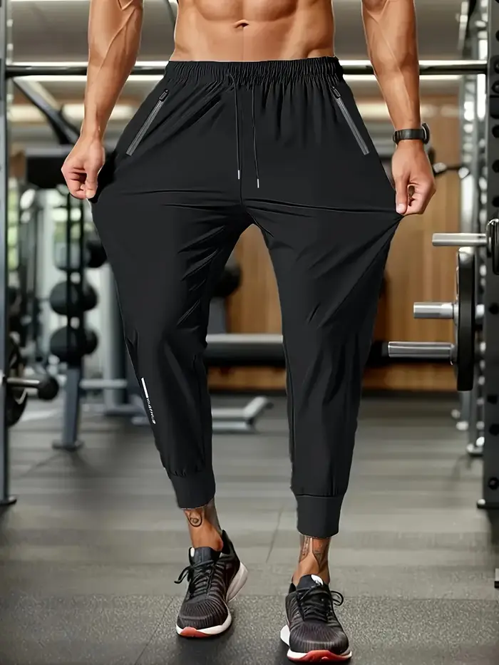 Pantalon de sport léger avec poche à fermeture éclair pour homme, pantalon de sport léger avec cordo