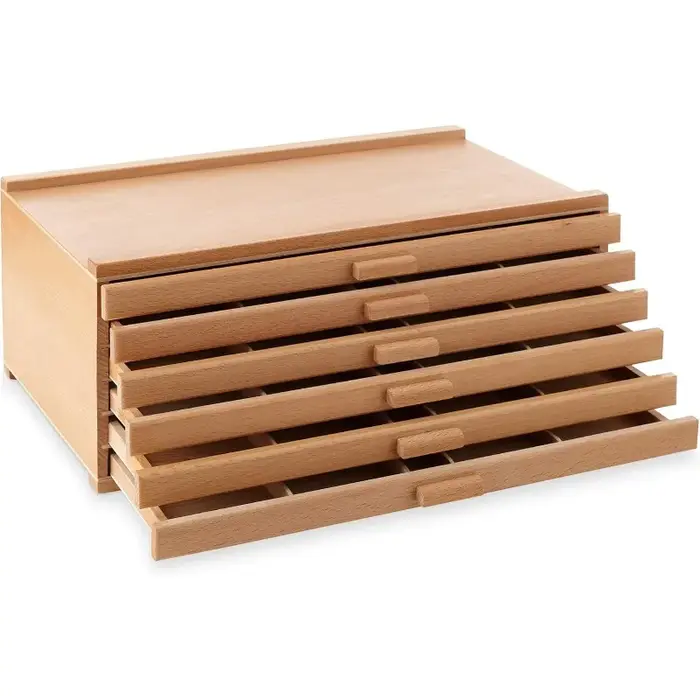 Boîte de rangement en bois à 6 tiroirs pour artistes, pour pastels, crayons, stylos, marqueurs, pinc