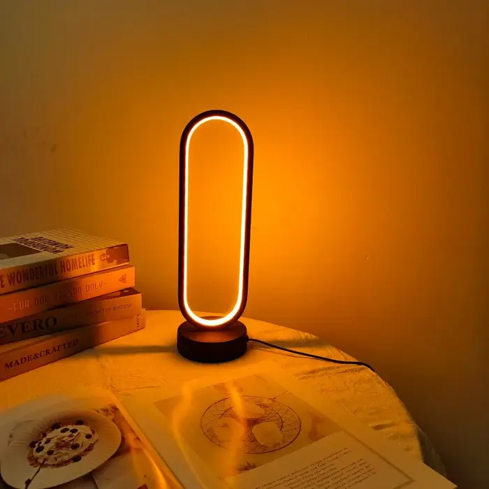 1PC lampe chambre anneau lampe salon trois couleurs gradation lampe de chevet LED veilleuse