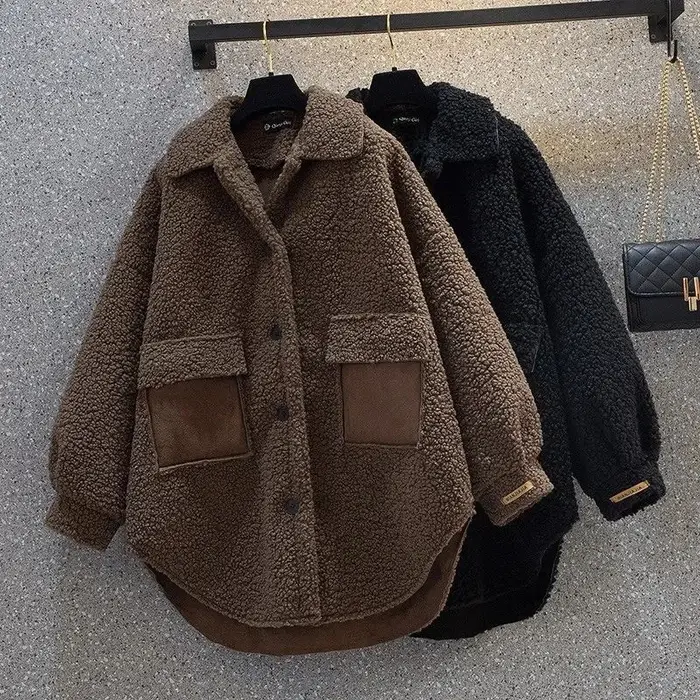 Mars-Veste en laine d'agneau pour femme, Fat Adjust, Fat Optics, Manteau femme chic, Design de style