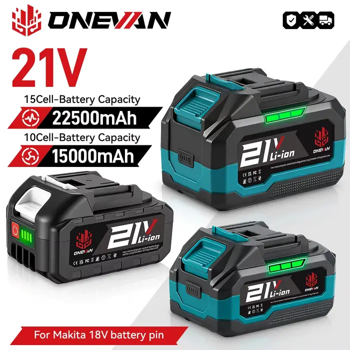 Batterie lithium-ion rechargeable ONEVAN 15000mAh 22500mAh avec indicateur
