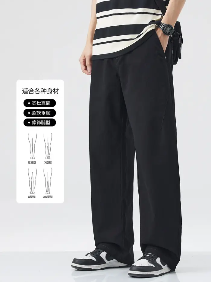 DUKEEN 100% coton hommes pantalons longs décontractés été décontracté coupe droite résistant aux rid