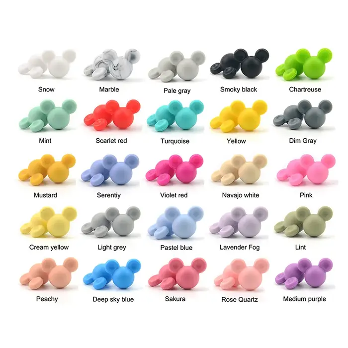 LOFCA 10 pièces/lot souris perles de Silicone bébé anneau de dentition jouet doux à mâcher dentition