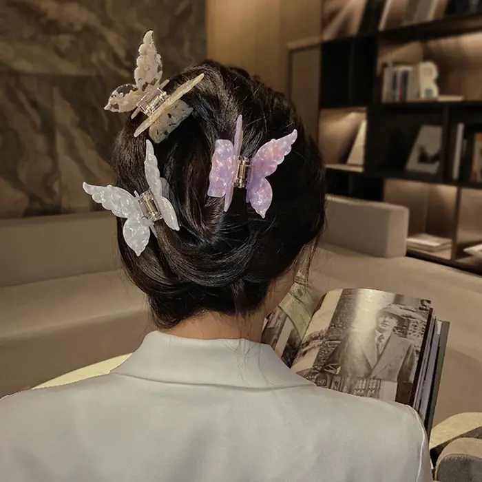 Pince à cheveux en acétate vintage pour femmes et filles, pince à cheveux papillon doux, barrettes e
