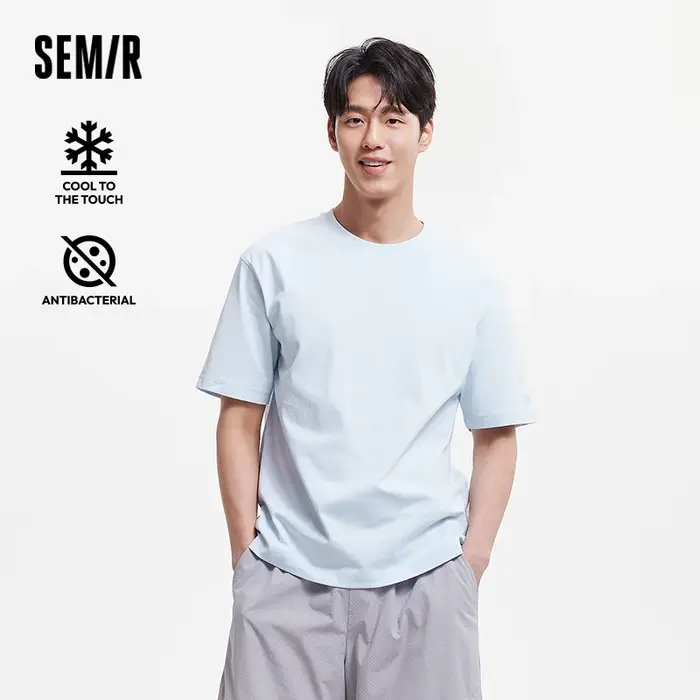 SEMIR-T-Shirt à Manches Courtes pour Homme, Haut Polyvalent à Col Rond, Couche de Base Solide, Nouve