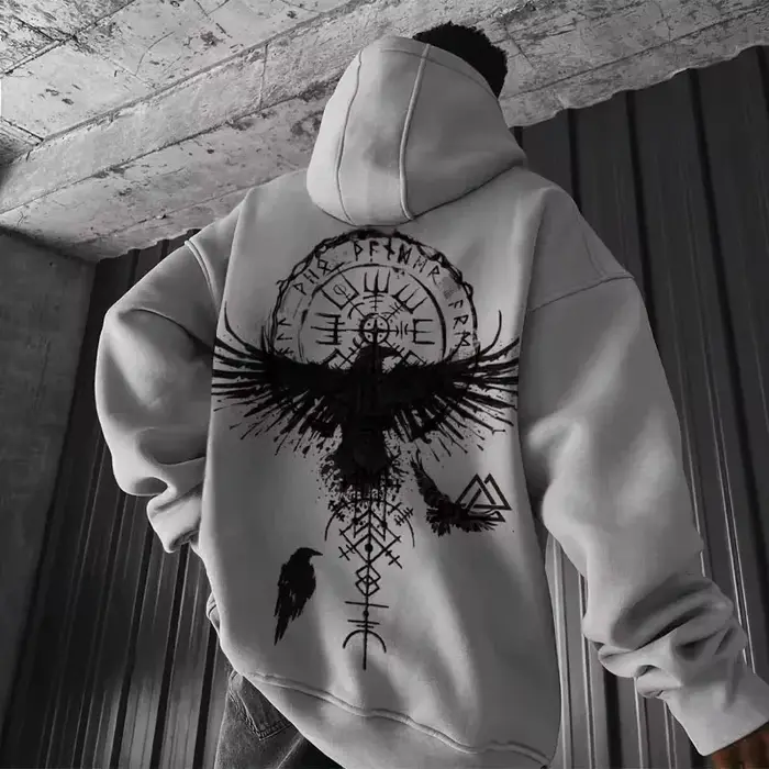 2025 Totem Viking Eagle Print Y2K hommes à manches longues sweat à capuche automne hiver quotidien e