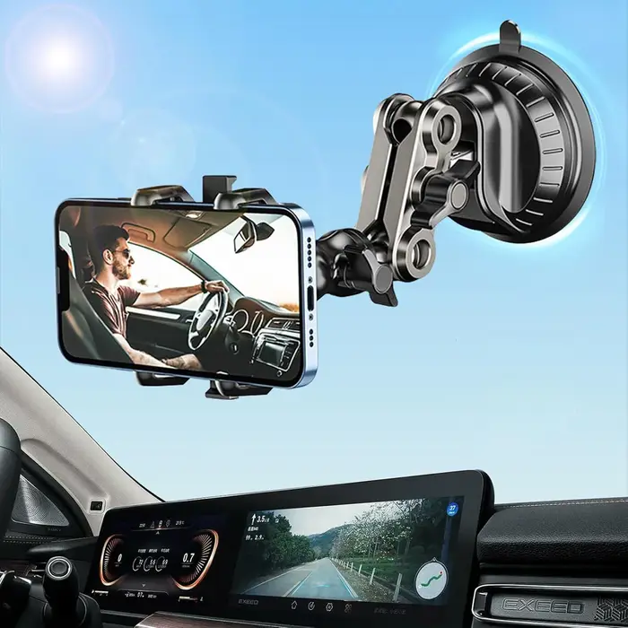 Support vidéo 360 degrés pour voiture bras rotatif forte aspiration pare-brise tableau de bord flux en direct