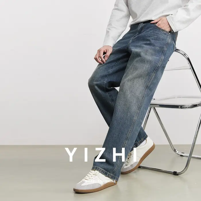 Jean droit classique délavé style rétro pour homme – Nouvelle collection Printemps 2026 – Pantalon d