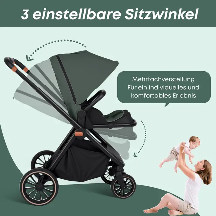 Poussette multifonctionnelle légère 2-en-1 de haute qualité, chariot bidirectionnel, cadre en alumin