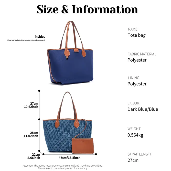 CHCH Women's Tote Bag New Simple Double sided Available Mother and Child Large Capacity Casual Handb