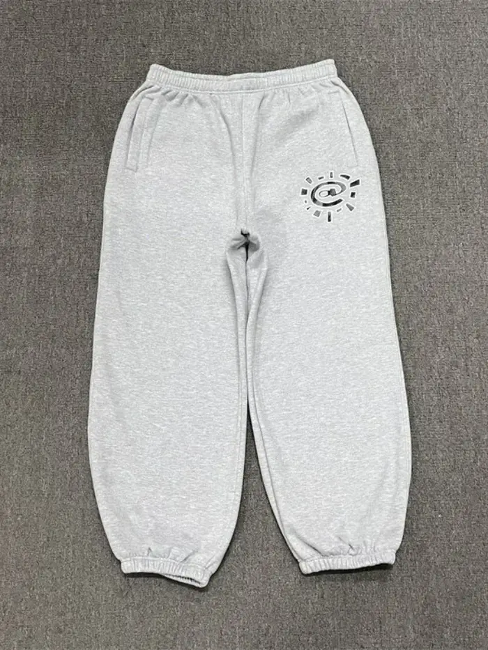 HOUZHOU Vintage graphique polaire pantalons de survêtement femmes décontracté classique gris noir ja