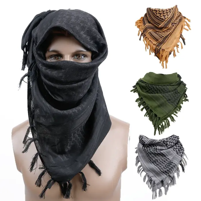 Écharpe tactique Shemagh Keffiyeh coton polyvalente pour camping randonnée protection solaire et style unique hommes femmes