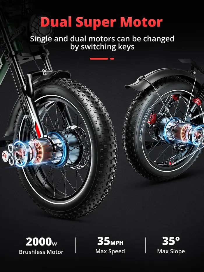 AMYET-Vélo électrique S8 pour adultes et hommes, moteur de 2000W, batterie de 48V 25Ah, 20 pouces, p
