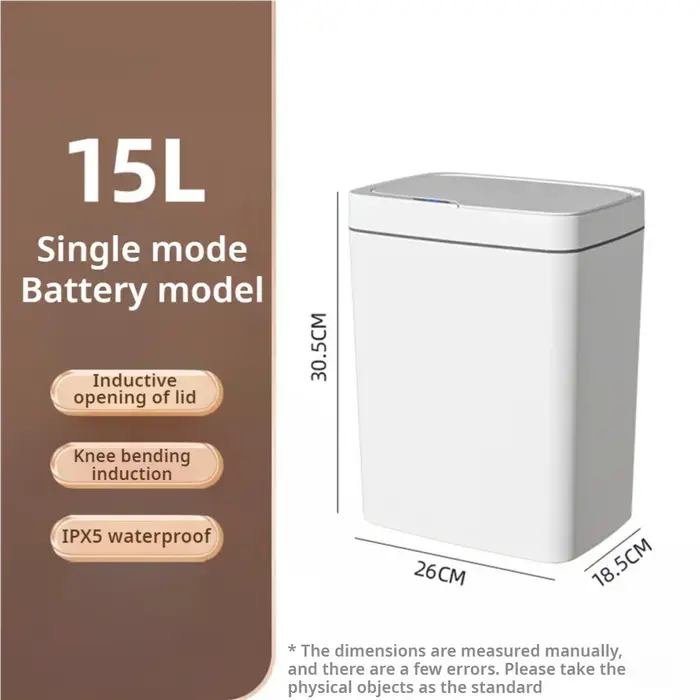 Poubelle de salle de bain intelligente, bagage automatique, poubelle électronique blanche, sans cont