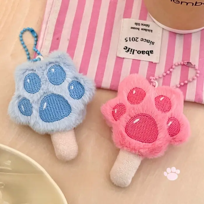 1/2 pièces mignon dessin animé pendentif chaton griffe Popsicle Figurine porte-clés sac porte-clés p