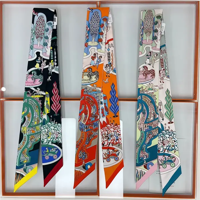 100% soie haute qualité marque de luxe marchandises écharpe femmes bandeau Foulard cravate ruban Fou