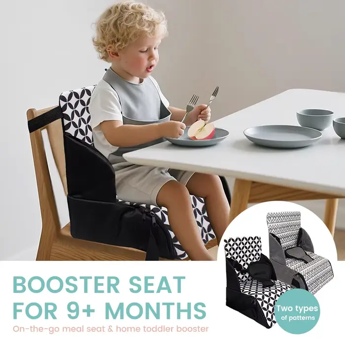 Chaise haute pour bébé siège rehausseur portable pliable coussin imprimé antidérapant siège surélevé pour enfants accessoire de voyage essentiel pour enfants