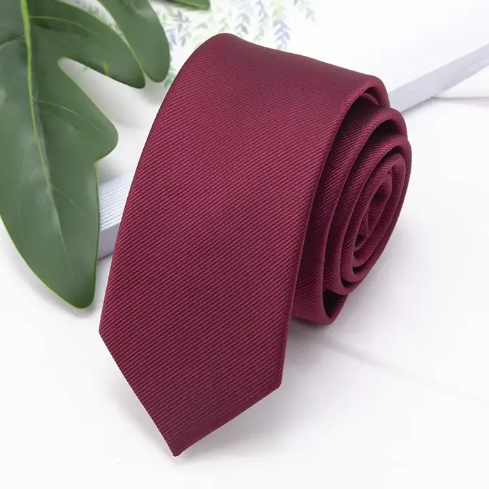 Cravate fine en Jacquard pour hommes d'affaires, cravate classique britannique de couleur unie, acce