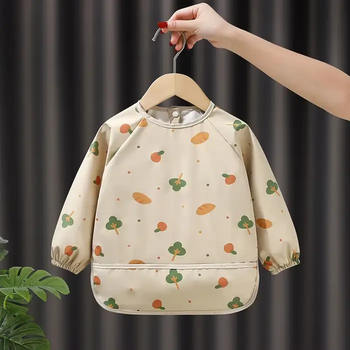 Bébé enfants enfant en bas âge à manches longues écharpe imperméable Art Smock alimentation bavoir tablier poche infantile garçons filles rot tissu Bandana bavoirs