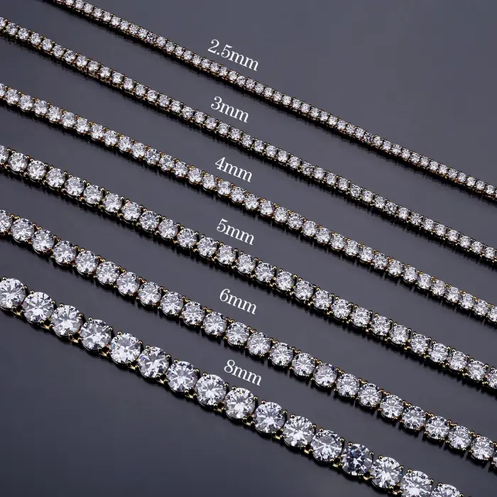 TOPGRILLZ 3mm-10mm glacé Bling AAA Zircon 1 rangée chaîne de Tennis collier hommes Hip Hop bijoux or