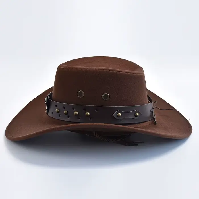 Chapeaux de Cowboy Western en Daim Artificiel, Chapeau de Cowgirl Vintage, Grand Bord, Gentleman Jaz