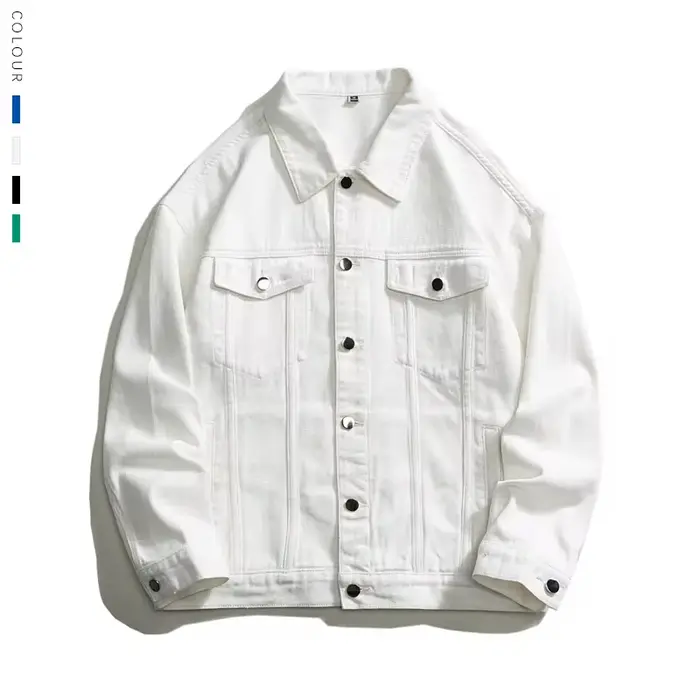 Veste en jean surdimensionnée pour hommes, coton blanc, vêtements masculins, haut classique, mode dé