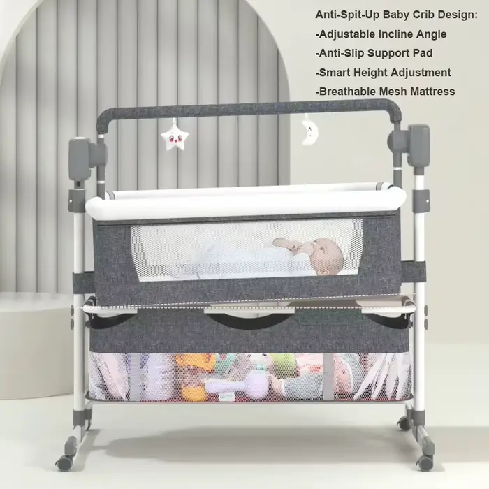 Berceau électrique 3 en 1 pour bébé, chaise haute et bascule avec Bluetooth, télécommande, panier de
