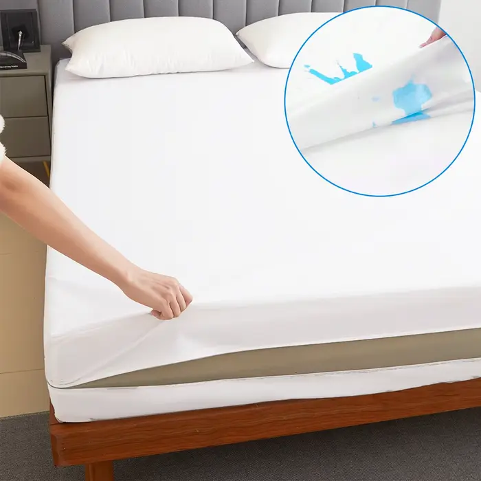 Protecteur de matelas imperméable avec fermeture éclair, housse de matelas douce, respirante et sile