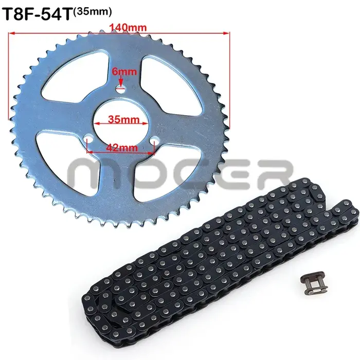 Oh à maillons pour mini moto, dents T8F, 54T, 26mm, 29mm, 35mm, 54mm, Pignon arrière T8F 136, 47cc, 