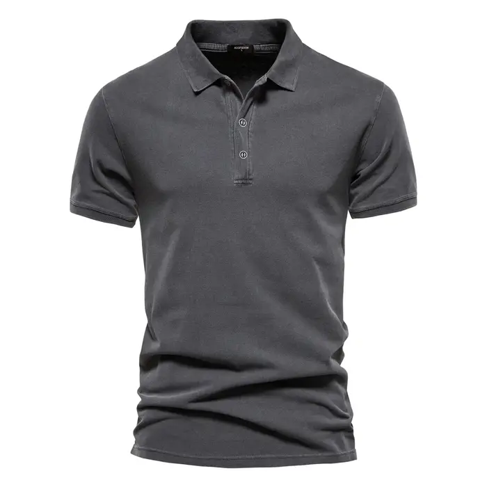 AIOPEON 100% coton couleur unie hommes polos décontracté à manches courtes couverture hommes chemise