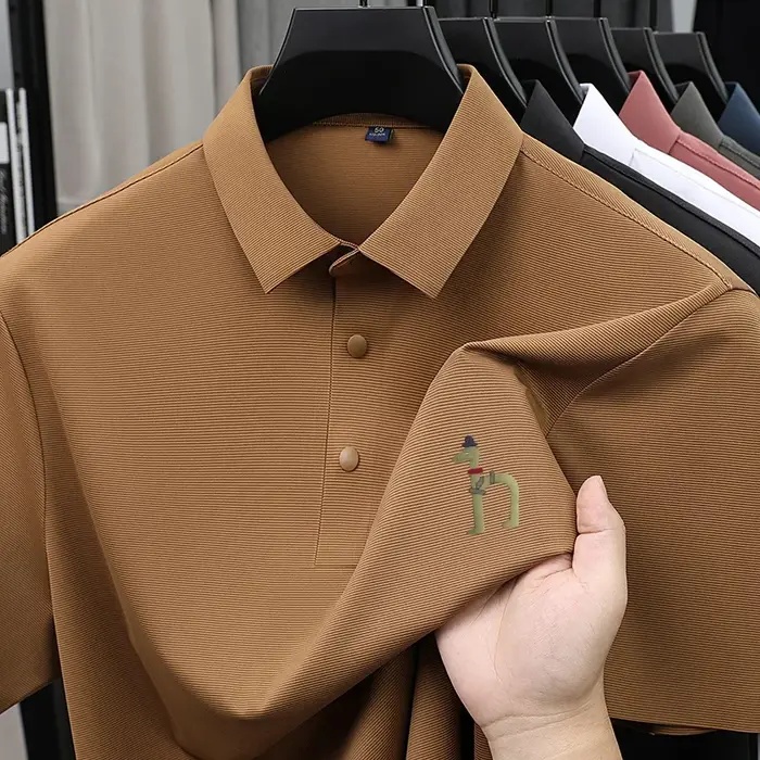 Polo de luxe pour homme, nouveau modèle à revers imprimé, T-shirt à manches courtes, respirant, doux