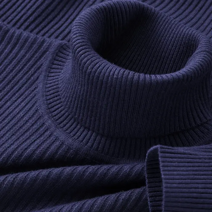 Pull à manches longues et col roulé pour homme, tricoté à rayures, lourd, pour l'extérieur, couleur 