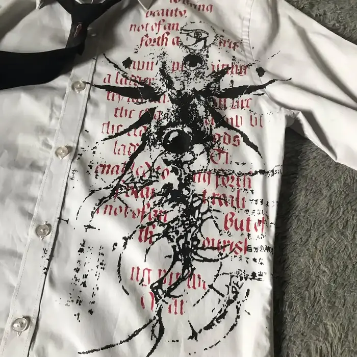 Y2K Style gothique manches longues chemise Affliction Harajuku rétro col en v chemise hommes crâne é