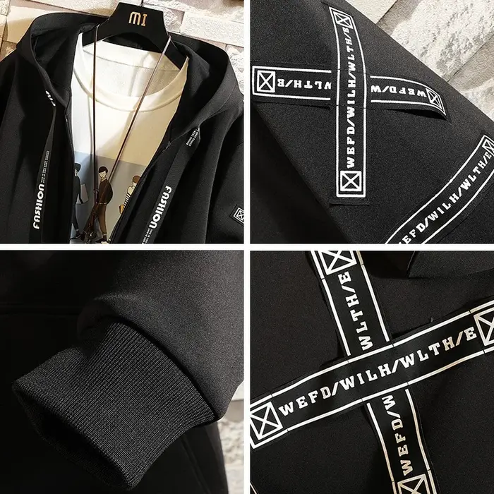 Nouveaux hommes Streetwear noir vestes et manteaux Hip Hop Harajuku à capuche