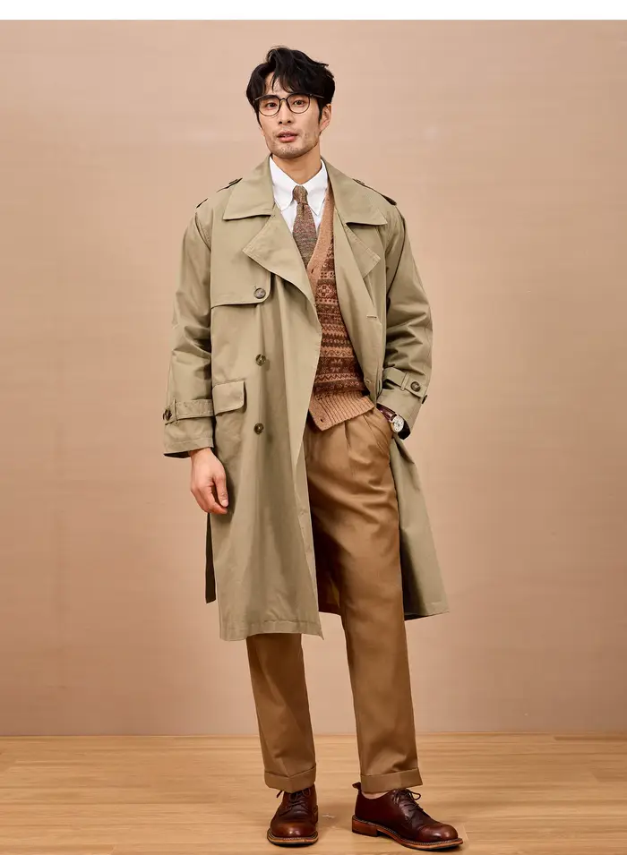 Mauroicardi printemps automne Long noir kaki Trench manteau hommes épaulettes Double boutonnage Chic