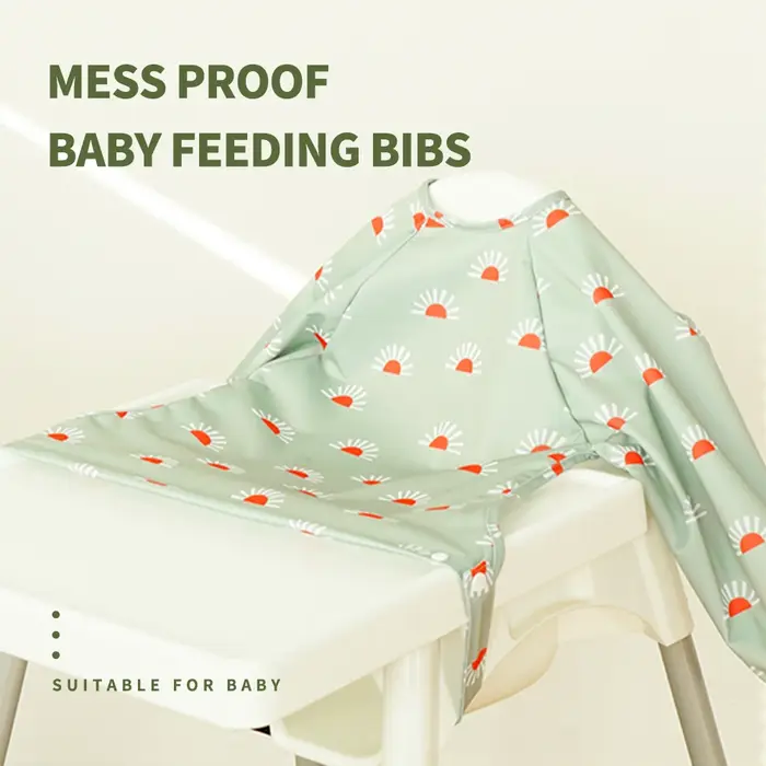Elinfant-Bavoir en Polyester Imperméable à Manches sulfpour Bébé, Design lèvent à Pression Imprimés 