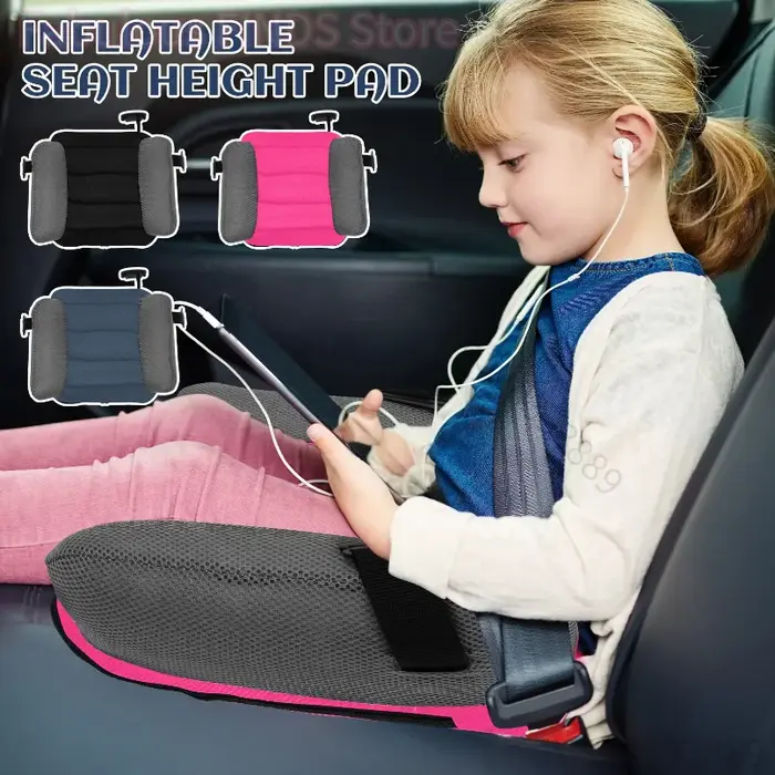 Siège rehausseur de voiture gonflable universel portable et respirant avec sac de rangement pour sécurité et confort des enfants lors des déplacements familiaux