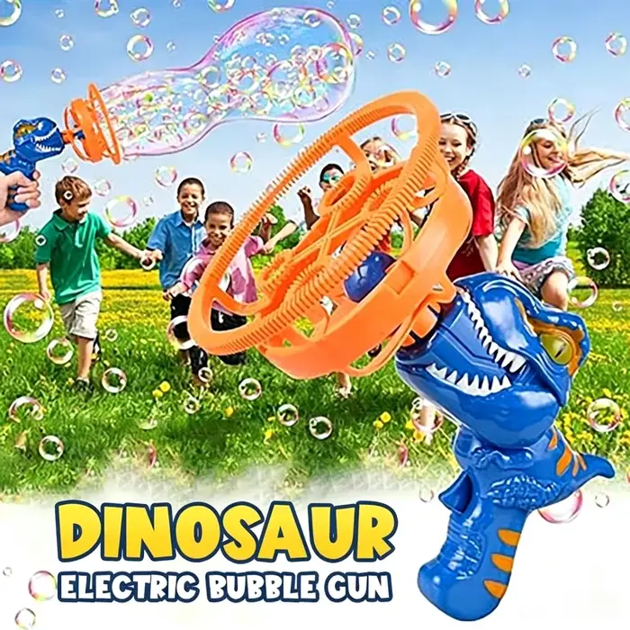 Pistolet à Bulles Électrique Dinosaure Machine à Bulles Portative Jouet Savon pour Enfants Fête Anniversaire Mariage Plein Air Occasions Spéciales