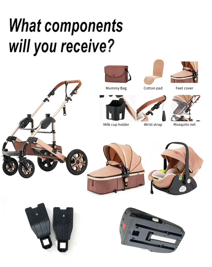 Siège auto combiné pour poussette bébé lit de transport landau pliable reversible système voyage base isofix sécurité confort nouveau né sorties sécurité enfant