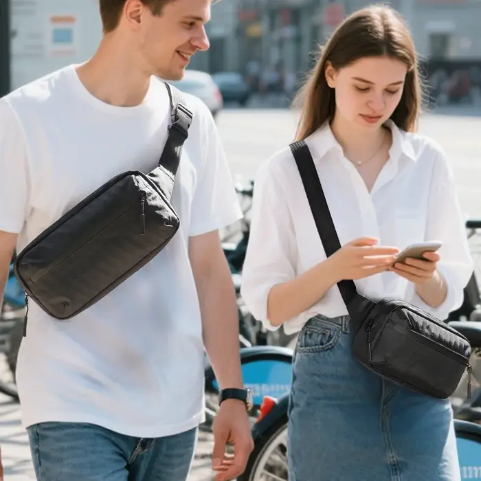 Hcankcan sac à bandoulière étanche hommes léger x-pa sac à bandoulière en tissu multi-poches sac min