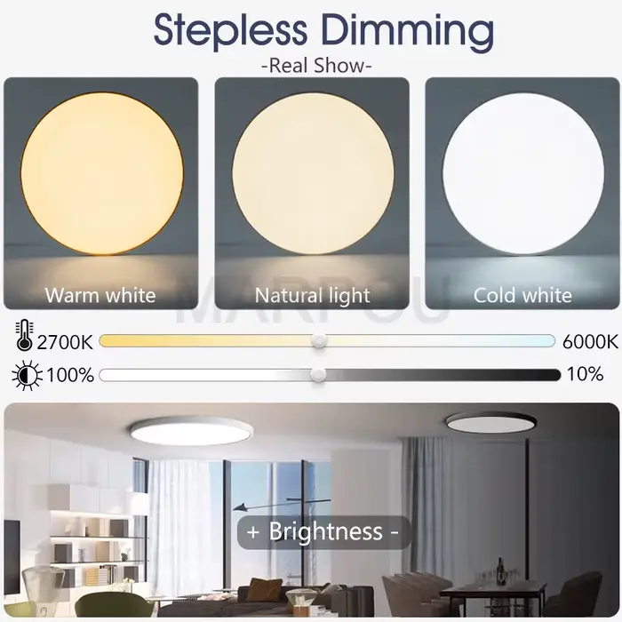 MARPOU plafonnier intelligent lampe à LED pour chambre grandes plafonniers lumières LED avec télécom