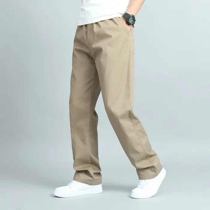 Grande taille hommes décontracté coton pantalon coupe ample pantalon droit Multi poche grand homme p