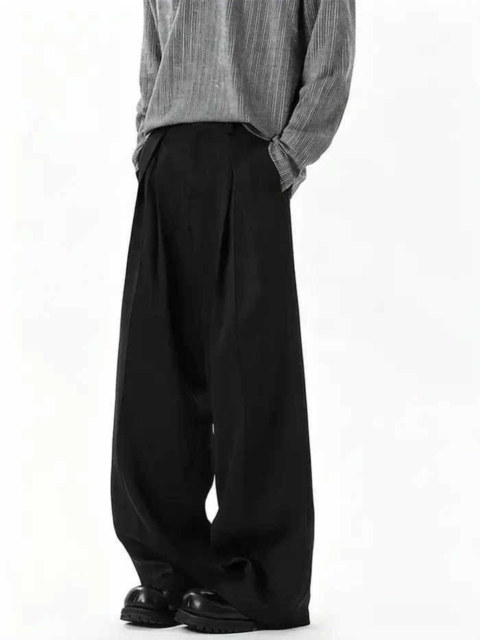 Pantalon décontracté streetwear à jambe large pour homme, style Harajuku, coupe évasée, noir, de hau