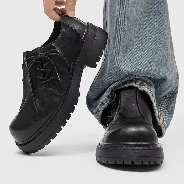 Derby chaussures en cuir à semelles épaisses pour hommes Styles de créateurs de mode Fête et Travail